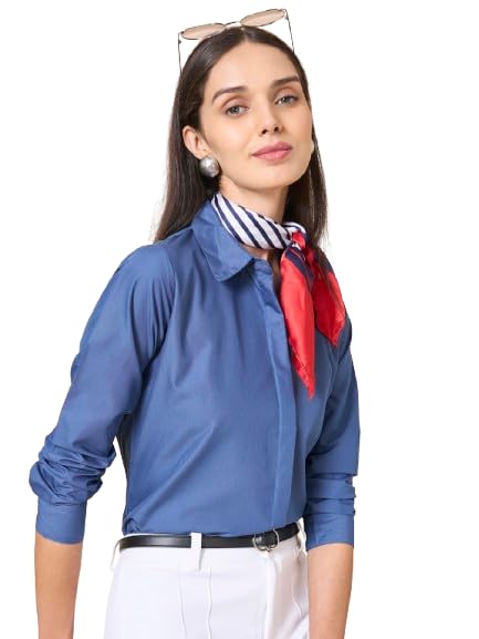 Image of Style Quotient Women Black Cotton Blend Formal Long Sleeve Shirt