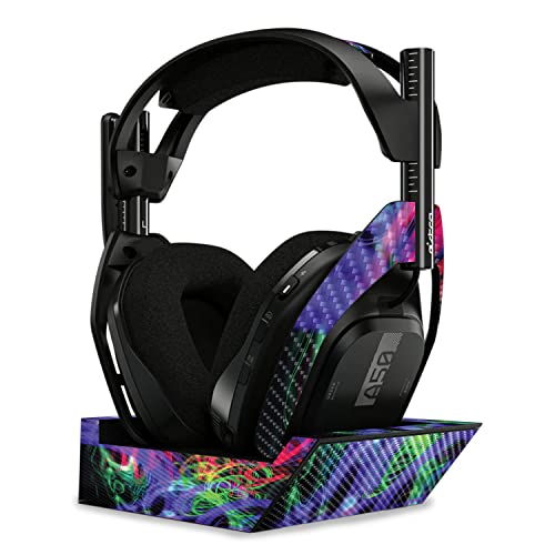 Image of MightySkins Carbon Fiber Skin Compatible with Astro A50 Wireless Headphones + Base Station (Gen 4) - Neon Splatter | Protective, Durable Textured Carbon Fiber Finish | Easy to Apply | Made in The USA