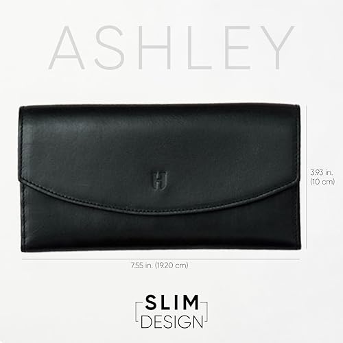 Handcrafted Full-Grain Leather Women’s Wallet, RFID Blocking, 12 Card Slots, 3 Compartments, Removable Zipper Coin Pouch, Gift Box & Pouch, Christmas & Birthday, Black2