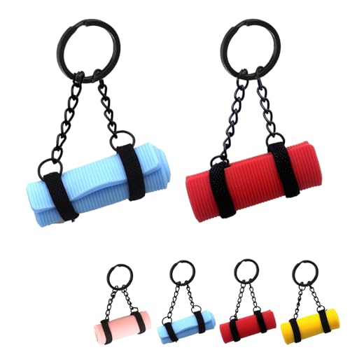 Eagyrosi Yoga Mat Keychain-2 Pack Fitness Keychain for Gym Lovers,Adorable