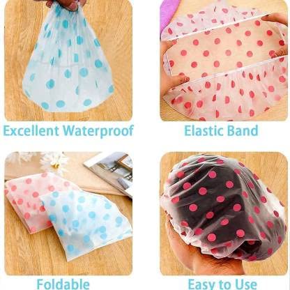 FABify Pack of 5 Reusable Printed EVA Shower Caps for Women – Waterproof 27 × 27 cm Bath & Hair‑Treatment Caps with Covered Elastic | Multi‑Color Spa, Salon & Home Protection 4