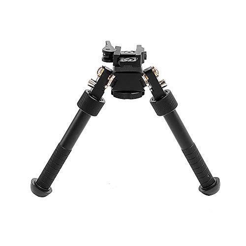 FXICH Bipiede per fucili da 6 a 9 pollici, Nero, Alluminio, Girevole, Inclinabile, Sgancio Rapido, Picatinny Mount, Tattico