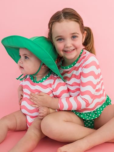 Image of RuffleButts Baby Girls UPF 50+ Sun Protection Floral Printed Long Sleeve One Piece Rash Guard Swimsuit with Zipper