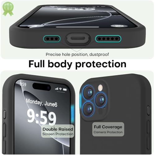 Image of LOVE 3000 Designed for iPhone 16 Pro Case, Premium Silicone with [Soft Anti-Scratch Microfiber Lining] Shockproof Protective Phone Case for Men Women Girls 6.3 inch, Black