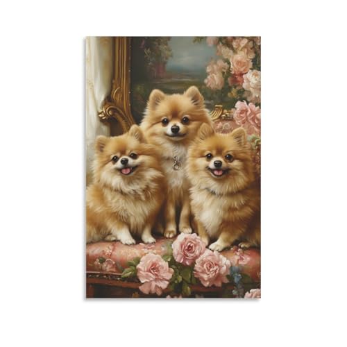 Pintura poster de Pomerania en lienzo para llenar de alegría las paredes del hogar