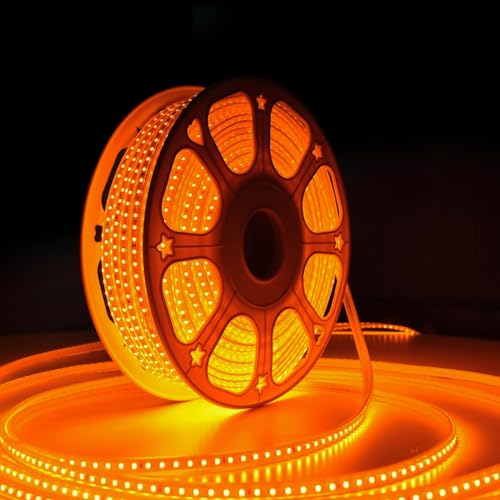 Image of MPROW 5 Meter LED Rope Light | 120 LEDs /Meter Waterproof Strip Light | Cove Light for False Ceiling, Diwali, Balcony & Indoor Decoration (Amber)