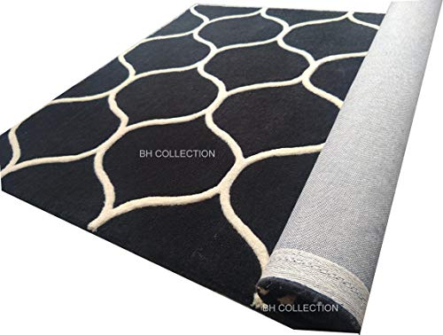 Image of Classical Look Embossed Curved Handmade Tufted Woolen Thick Plain Square Carpet for Bedroom Hall Size 4 x4 feet (120X120 cm Square) Multi