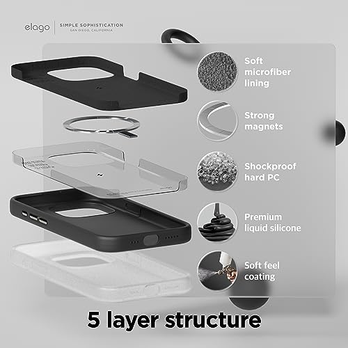 Image of elago Magnetic Silicone Case Compatible with iPhone 15 Pro Case 6.1 Inch Compatible with All MagSafe Accessories - Built-in Magnets, Soft Grip Silicone, Shockproof [Black]