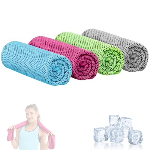 KUMSODE 4 Pezzi Asciugamano Palestra 80 x 30cm Asciugamano in Microfibra Leggero e Compatto Asciugamano da Viaggio per Vacanze, Fitness, Yoga, Sauna, Spiaggia 4 Colori