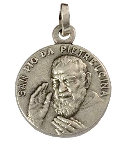 Médaille de Saint Pio pendentif religieux argent massif pour collier de baptême