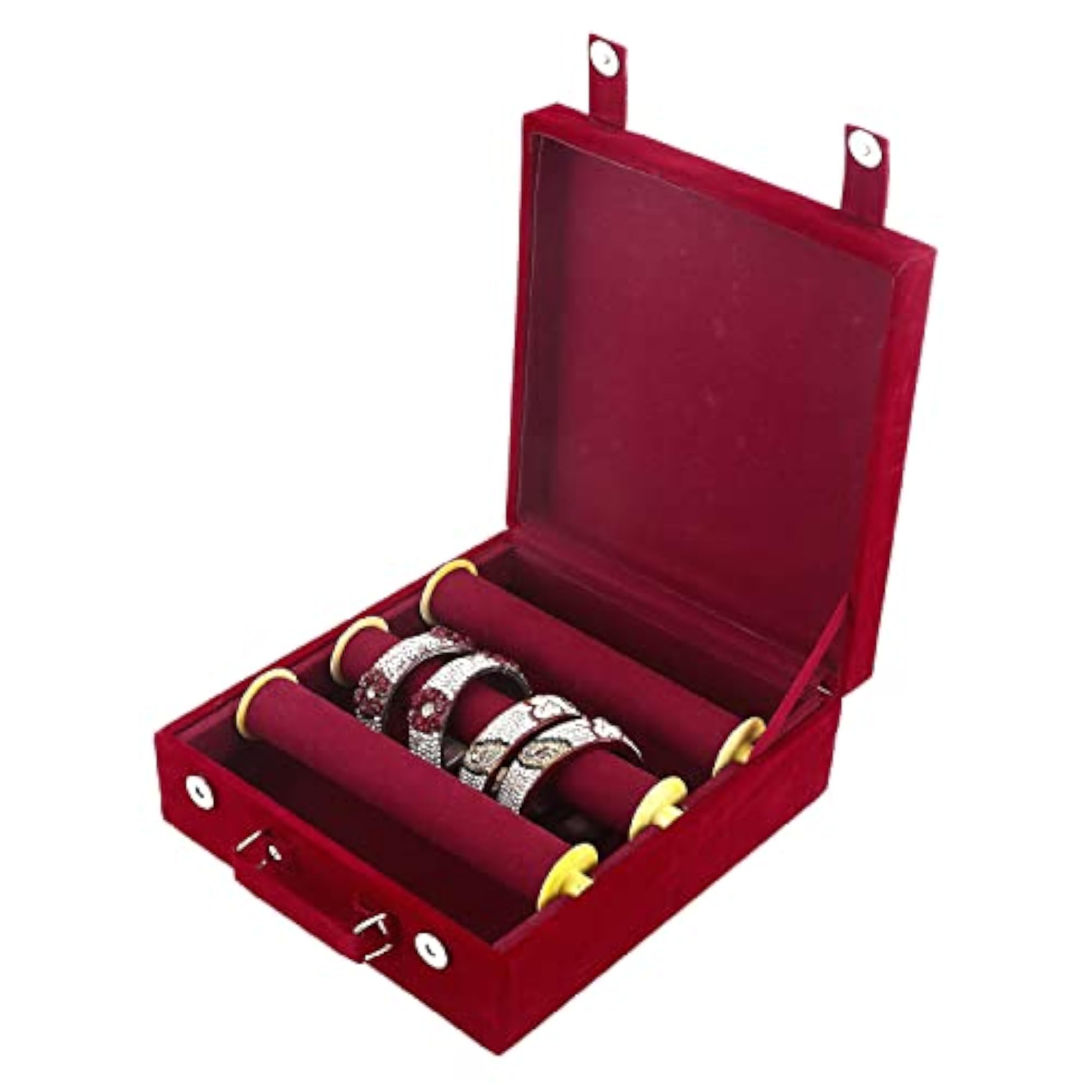 Wooden Bangle Box Organizer with Removable Rod, Maroon