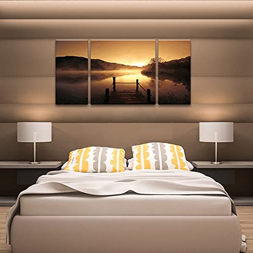 Wieco-Art-Canvas-Prints-Wall-Art-Sunset-Beach-Picture-Paintings-for-Living-Room-Bedroom-Decor-Home-Decorations-Misty-Lake-3-Piece-Modern-Stretched-and-Framed-Contemporary-Giclee-Landscape-Artwork Wieco Art Canvas Prints Wall Art Sunset Beach Picture Paintings for Living Room Bedroom Decor Home Decorations Misty Lake 3 Piece Modern Stretched and Framed Contemporary Giclee Landscape Artwork
