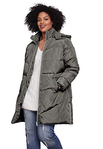 Amazon.com: ellos Plus Size Long Puffer Coat - S, Deep Grey