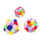 POPETPOP 3Pcs Cat Ball Soft Chew Balls for Indoor Cats Interactive Play and Exercise for Reducing Stress and Strengthening Bond with Pets