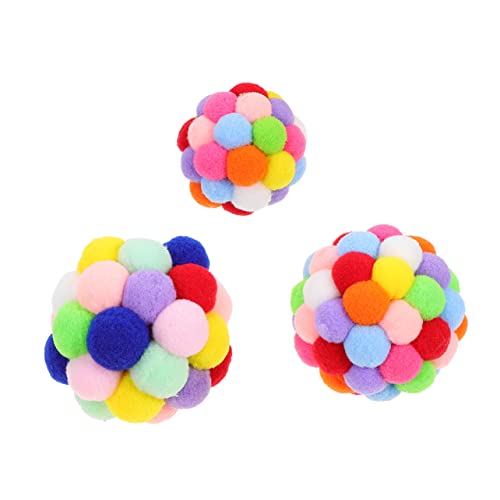 POPETPOP 3Pcs Cat Ball Soft Chew Balls for Indoor Cats Interactive Play and Exercise for Reducing Stress and Strengthening Bond with Pets