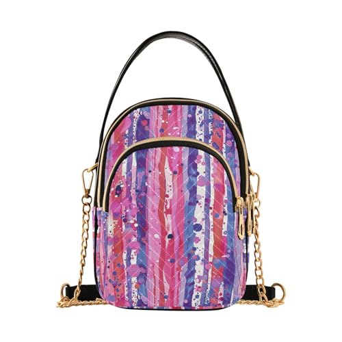 Sac à bandoulière tendance femme violet rouge à pois avec plusieurs poches