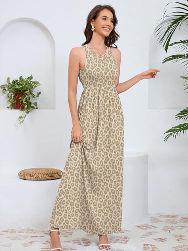 Image of DEARCASE Women's Sleeveless Summer Maxi Dress with Pockets,Beach,Vacation