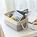 TheWarmHome Decorative Basket Rectangular Fabric Storage Bin Organizer Basket with Handles for Clothes Storage (Gold&Grey, Medium-1Pack,13.8L*9.8W*6.7H)
