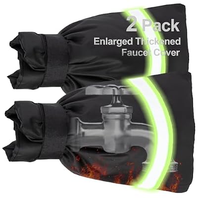 NONMON 2 Pack Outdoor Faucet Covers for Winter Freeze Protection Thicken 8.6" H x 7" W Outside Garden Faucet Socks Waterproof Hose Bib Insulated Spigot Cover with Reflective Strips, Black