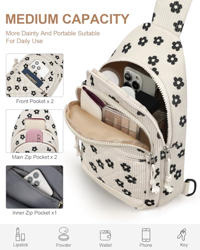 Image of Capolo Sling Bag for Women Men Waterproof Crossbody Bags for Women Trendy Casual Fanny Pack with Convertible Shoulder Strap Chest Bag for Travel Hiking(Flower, Medium)