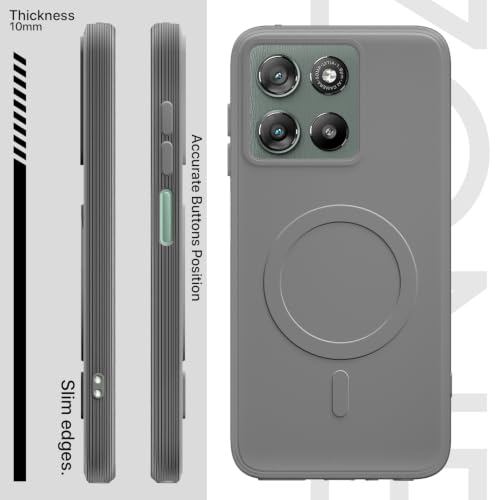 Image of Outlouders Back Cover for Motorola Moto G67 Power 5G / G57 Power 5G | Soft Matte Silicone | Magnetic-Safe Logo Design (Magnetic-Safe Not Compatible) | Shockproof Protection Bumper Case (Grey)