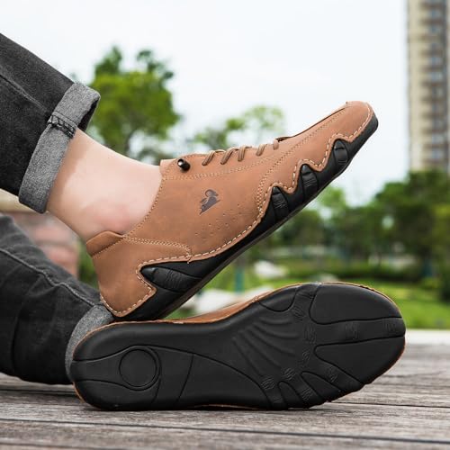 Image of Driving Shoes for Men Casual Slip Ons Mens Fashion Shoes Comfort Handmade Chukka Dress Casual Shoes