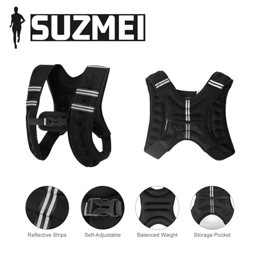 Suzmei Weight Vest 6.5lb /3KG with Reflective Stripes, Body Weight Vest for Men's, Women's Workouts, Strength Training, Running, Walking, Jogging, Cardio - Image 4