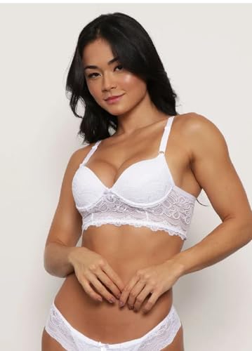 Conjunto Lingerie Feminino Renda Luxo Bojo Sutiã Calcinha (BRANCO, G)