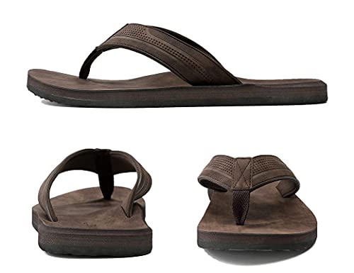 Image of AX BOXING Mens Flip Flops Leather Thong Sandals Casual Comfort Slides Slippers