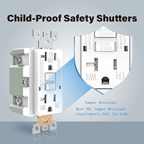 Omeenet 20 Amp Gfci Outlet, Tamper Resistant, Weather Resistant, Self Test Gfi Receptacle, 20A Ground Fault Circuit Interrupter Outlet For Indoor Or Outdoor Use, Ul Listed, White(10 Pack) #TOP3