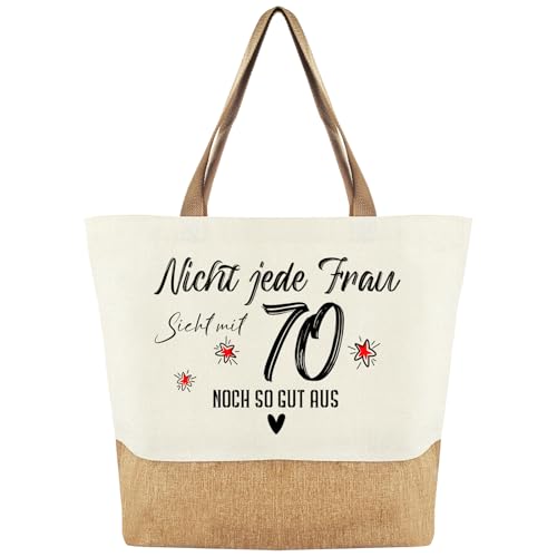 70. Geburtstagsgeschenk Frauen Jutetasche - Nicht jede Frau sieht mit 70 noch so gut aus - Baumwolltasche Personalisiert, Einkaufstasche Damen, Geschenke f&uuml;r Frau Mama Oma Frauen zum Geburtstag