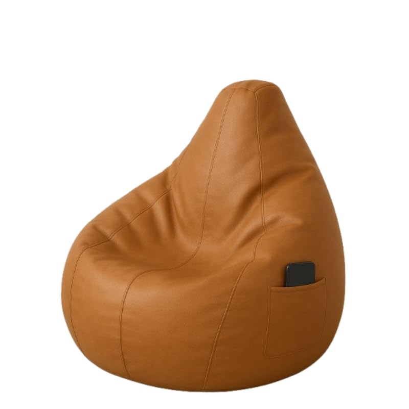 Bean Bag Chair | Ergonomic Gaming Seat, Premium Leatherette, Washable Cover, Durable Double Stitching | Perfect for Lounge & Bedroom Side Mobile Pocket Cover Only No Bean Filler (Tan, XXL) - Image 6
