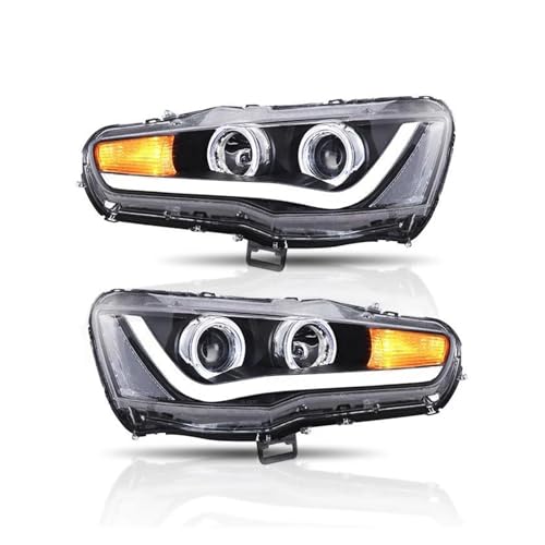 Njprmbq Faro Principal 1 Juego De Faros Delanteros LED Para 2010 2011 2012 2013 2014 2015 2016-UP Para Para Lancer Para EVO X Negro Completo Secuencial