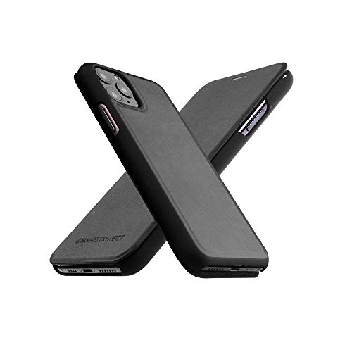 Waves Protect iPhone 11 Pro Premium Leather flip Wallet Cell Phone Cover Certified Anti-Radiation Protection (Black)