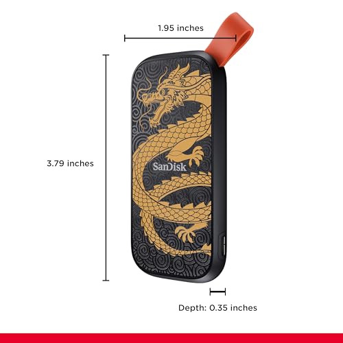 Image of SANDISK 1TB Portable SSD, Dragon Edition - Up to 800MB /s, USB-C, USB 3.2 Gen 2, Updated Firmware - External Solid State Drive - ‎SDSSDE30-1T00-GD25