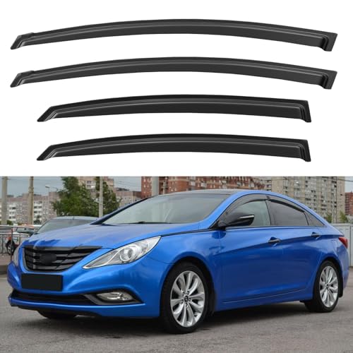 Image of Window Visors Rain Guards for 2011 2012 2013 2014 Hyundai Sonata, Out-Channel Window Vent Wind Deflectors Visors Shades for 2011-2016 Hyundai Sonata Hybrid