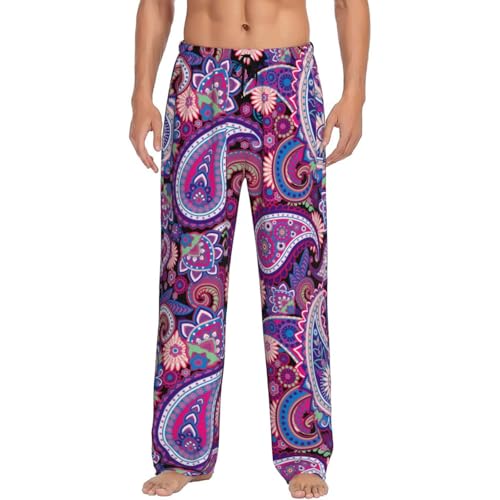 Blue Purple Paisley Mens Pj Pants,Soft Men Lounge Pants,Mens Pajama Pants Bottoms,Sleep Pants For Men4