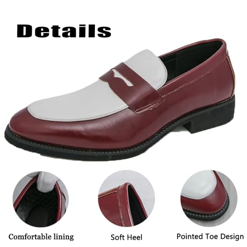 Men’s Two Tone Fashion Penny Loafers Patent Leather Slip On Low Heel Casual Formal Moccasins Shoes for Male Non Slip Work Office Dress Business Boat Shoes3