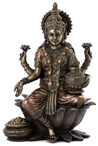 TLT 7" Seated Lakshmi Hindu Goddess Hinduism Statue Sculpture Figure Laxmi