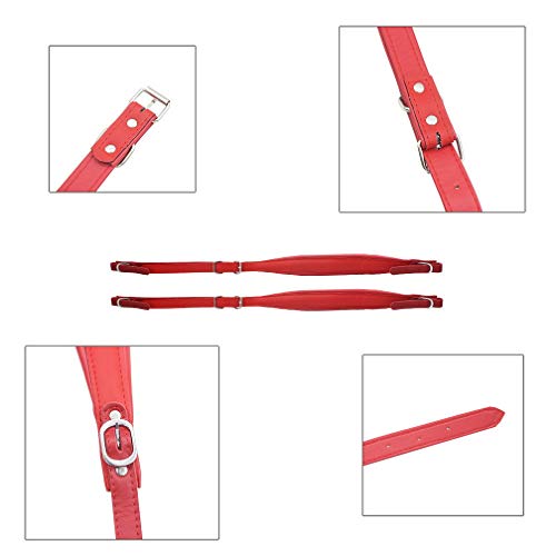 BIBISTORE Soft Leather Adjustable Accordion Shoulder Harness Straps Instrument Accessories (Red)
