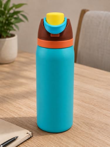 Image of HomeCloud 1200ML Stainless Steel Water Bottle - Double-Wall Vacuum Insulated, Leakproof Straw Lid, BPA-Free Reusable Travel Flask with Two-Way Spout for Gym, Office & Outdoor Use (S Green Brown)
