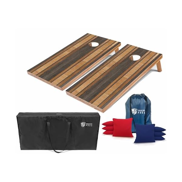 Tailgating Pros Cornhole Boards - 4'x2' Lightweight Regulation Flag & Patriotic Outdoor Themed Cornhole Game w/Carrying Case & Set of 8 Corn Hole Bean Bags w/Tote