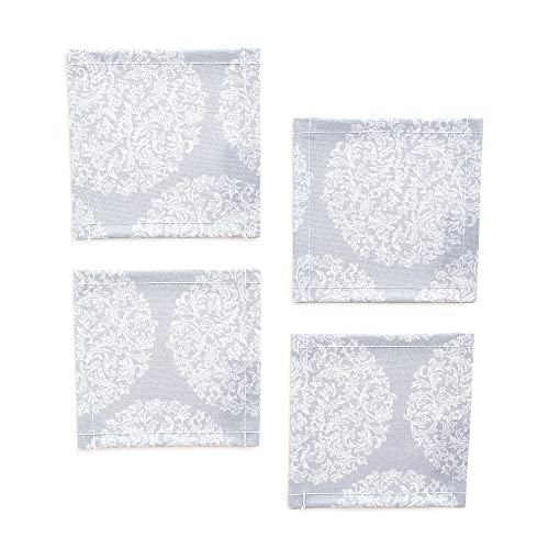 コースター ラミネート おしゃれ 布 4枚セット 洗える 北欧 グレー 小花柄 スタイルデコール W3001610