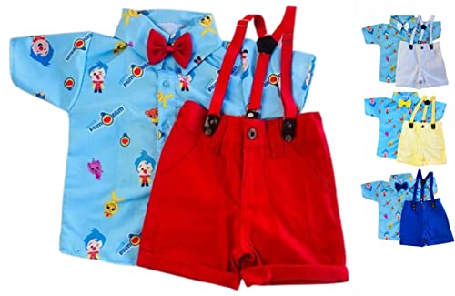 Heróis do Coração Palhaço Plim Plim Kit Roupa Conjunto Infantil Menino 4 Peças Camisa Gravata Bermud