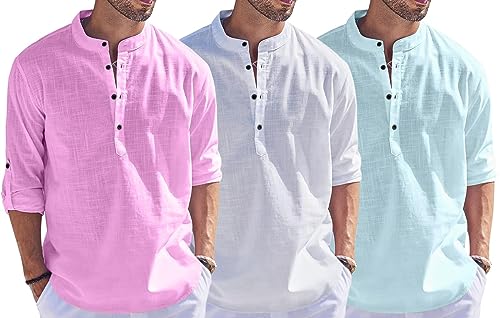 Image of Combo of Men Solid Cotton Blend Straight Kurta Shirt Pack of 3