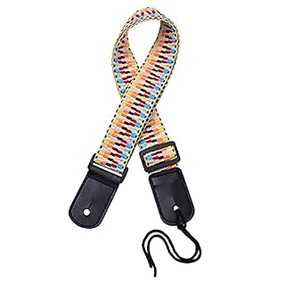 HUIOP Sangle réglable ukulélé en coton doux arc-en-ciel tissé ceinture d’épaule avec boucle en plastique corde suspendue pour ukulélé,bouton de sangle ukulélé - Les Beatles, Paul McCartney, John Lennon, RIngo Starr, George Harrison