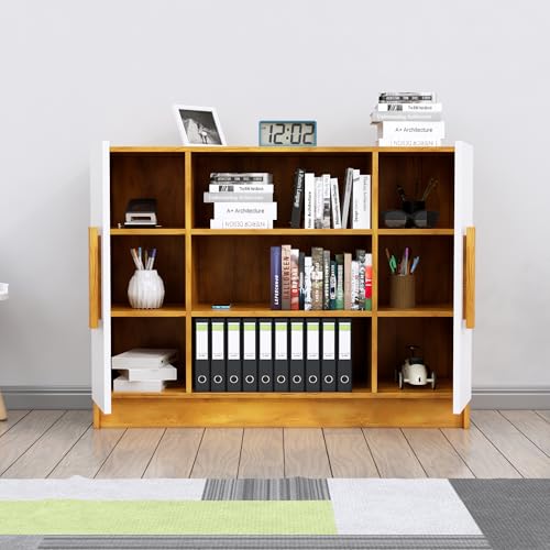 Image of Bniture Storage Cabinet Wooden Sideboard for Living Room with 3 Shelf & 2 Door Multipurpose Book Shelf Storage Organizer Cabinet for Office Home Hallway Drawing Room Bedroom |Giant Wood & Frosty White