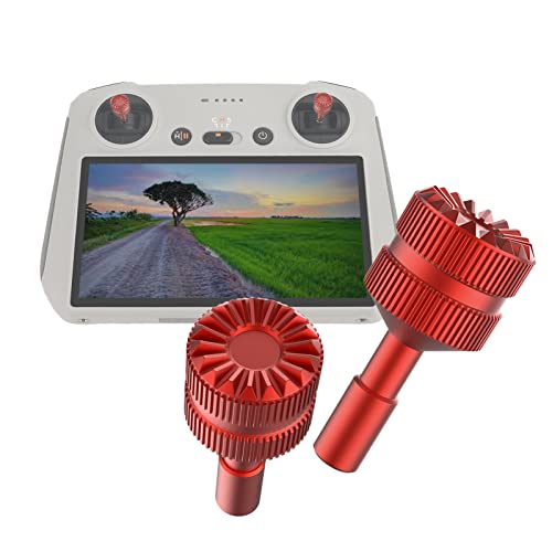 Air 3/Mini 3/Mini 3 Pro Control Sticks for DJI RC/RC 2 Remote Controller Camera Drone Quadcopter Accessories, Aluminum Joystick Thumb Stick Cover Rocker Grips (Red)
