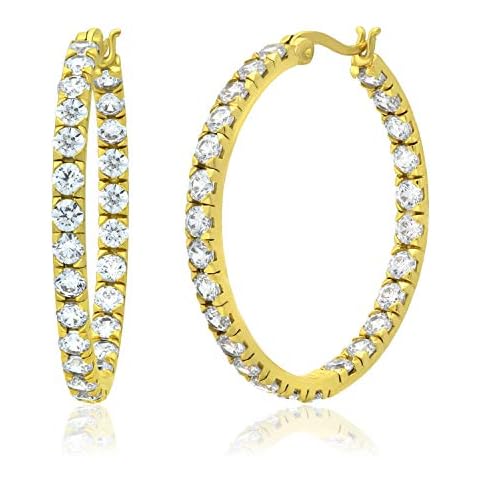 Sterling Silver Swarovski Round 3.0 mm. Inside-Out Click-Top Hoop Earrings Cover