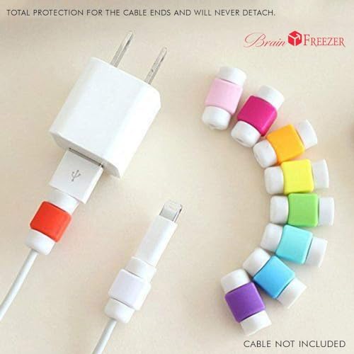 Image of Brain Freezer Data Cable Protector Cover for USB Charger Cable Cord (Multicolour) - Pack of 50